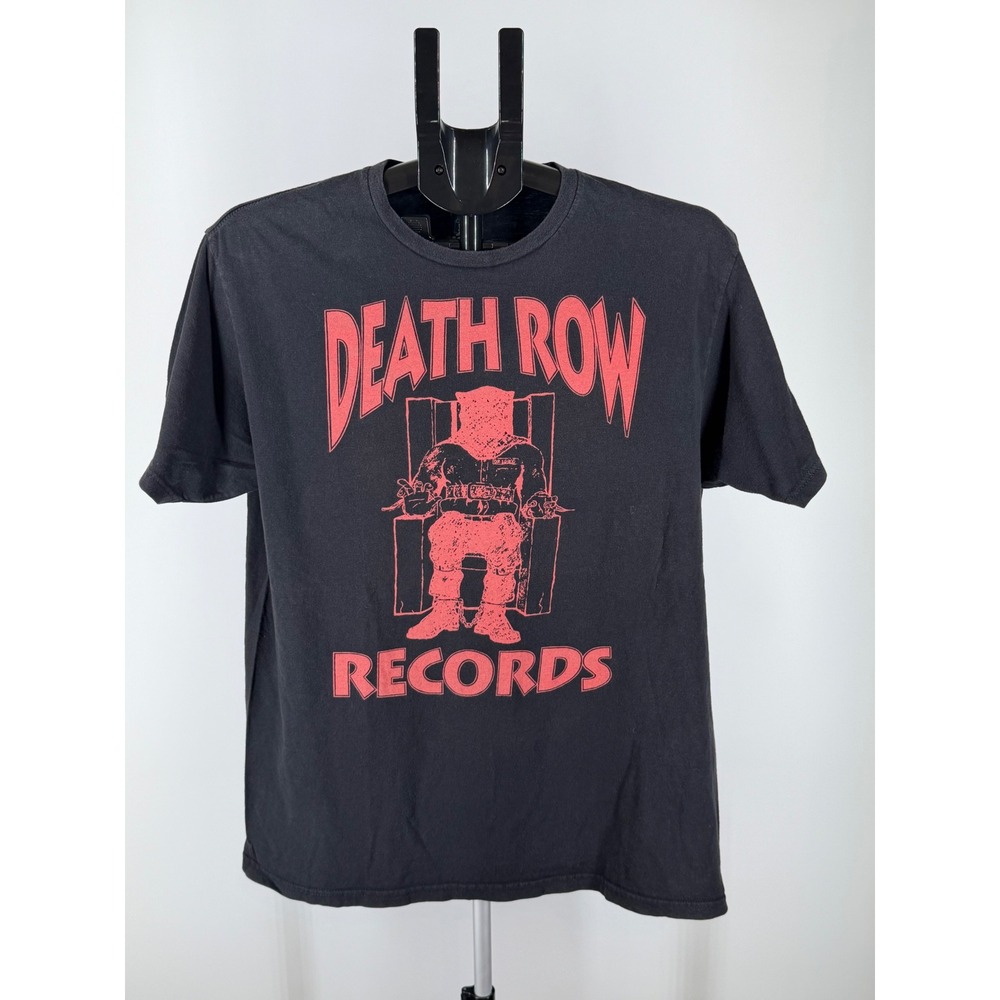 Death Row Records Graphic T-Shirt Mens Black Red Electric Chair Logo Tee L